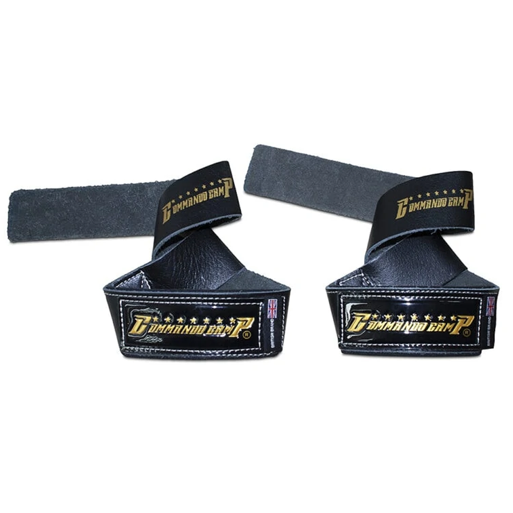 Leather Lifting Straps Extra Length Colour Black Gold
